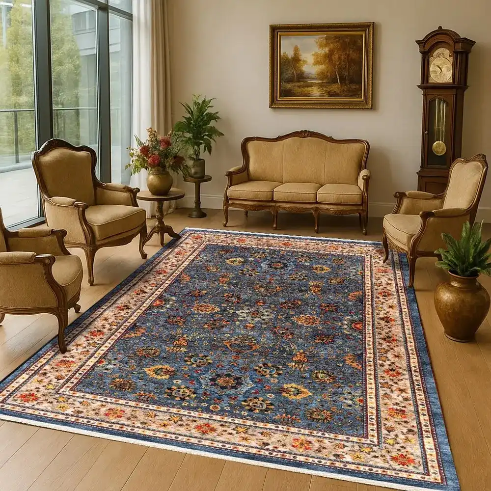 فرش ماشینی سنتی طرح 25cs0360 طوسی 1000 شانه